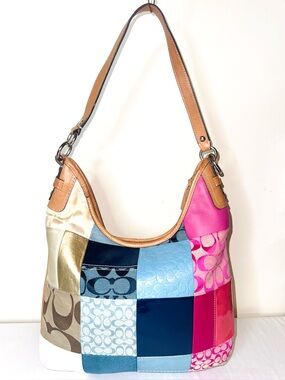 Coach Patchwork Leather and Signature  Hobo Bag - Multi Color (Style #14650)